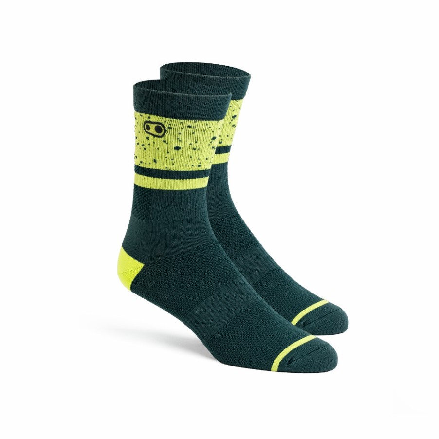 Crank Brothers Socken | Icon Mtb Socks - Petrol/Lime Splatter Lime Green Splatter