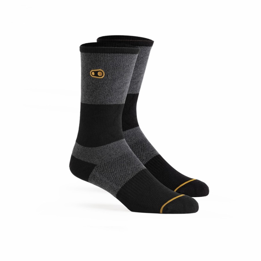 Crank Brothers Socken | Icon Casual Sock - Grey/Black/Gold