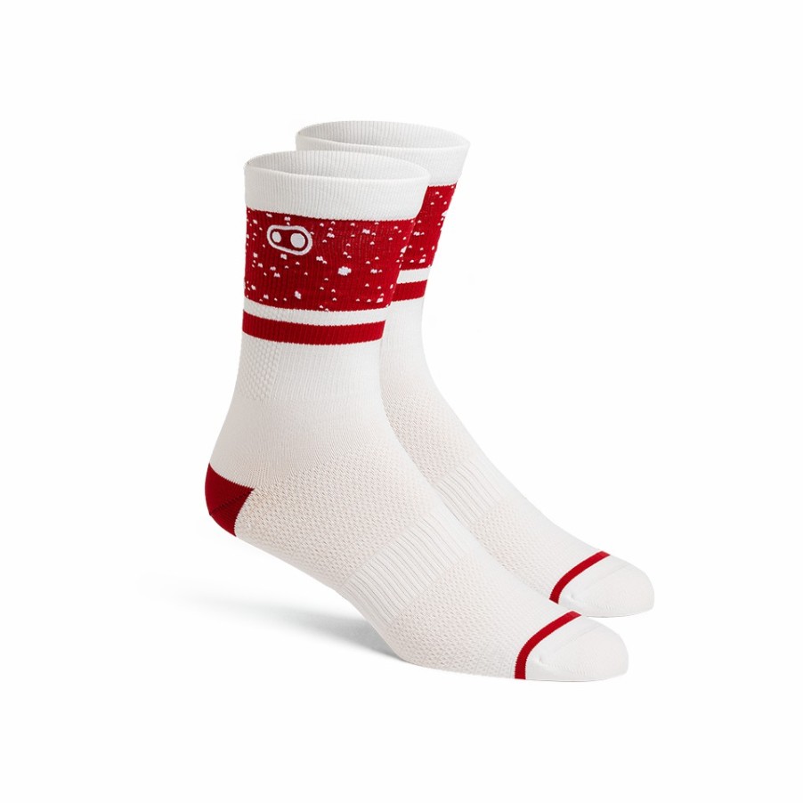 Crank Brothers Socken | Icon Mtb Socks - White/ Red Splatter